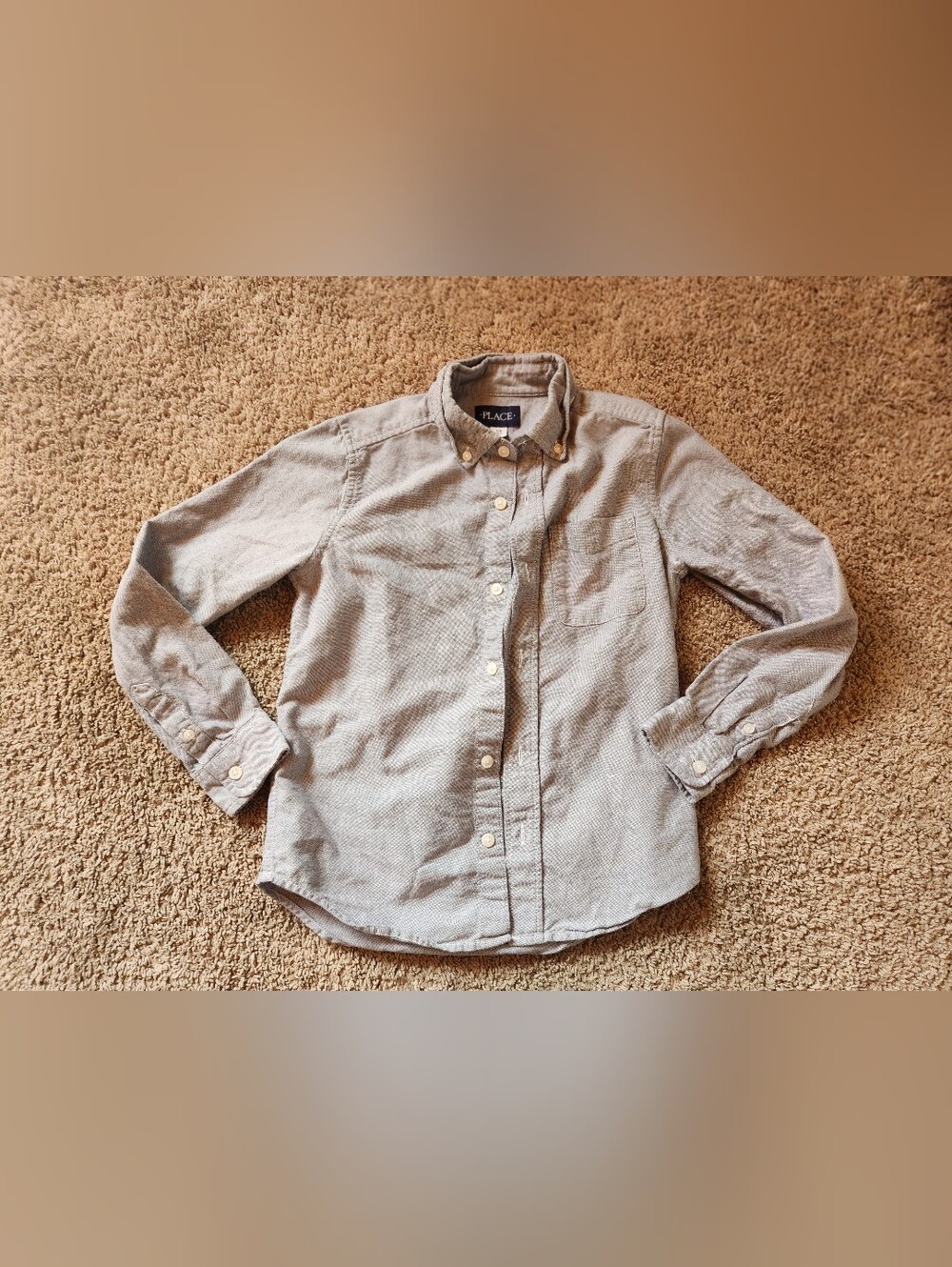 The Children's Place Gray Button-Down Shirt with Chest Pocket